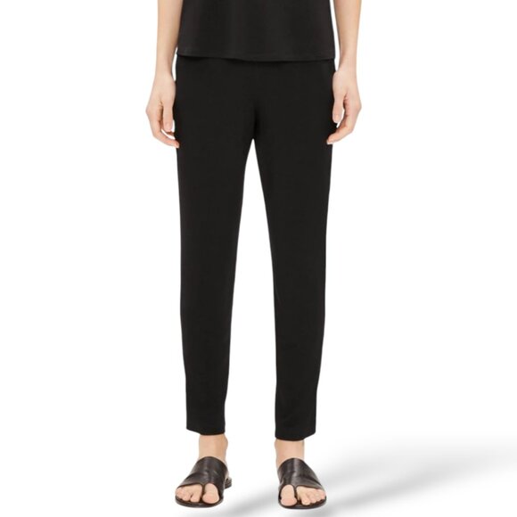 Eileen Fisher	made in USA black viscose jersey easy pants women's XS - Picture 1 of 8
